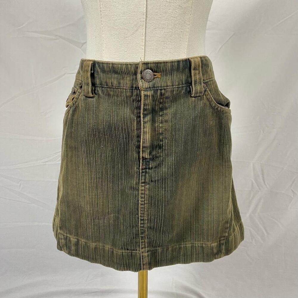 American eagle green corduroy mini skirt‎ size 0 Y2K academia preppy
